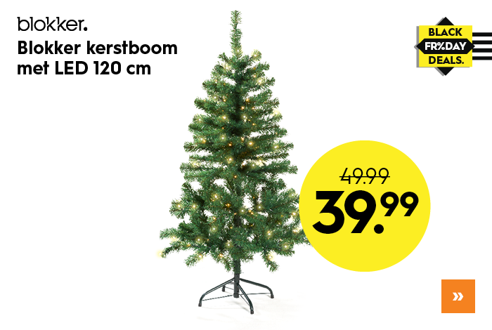 Black Friday deal: Blokker kerstboom 120 CM, met 120 LED voor 39,99